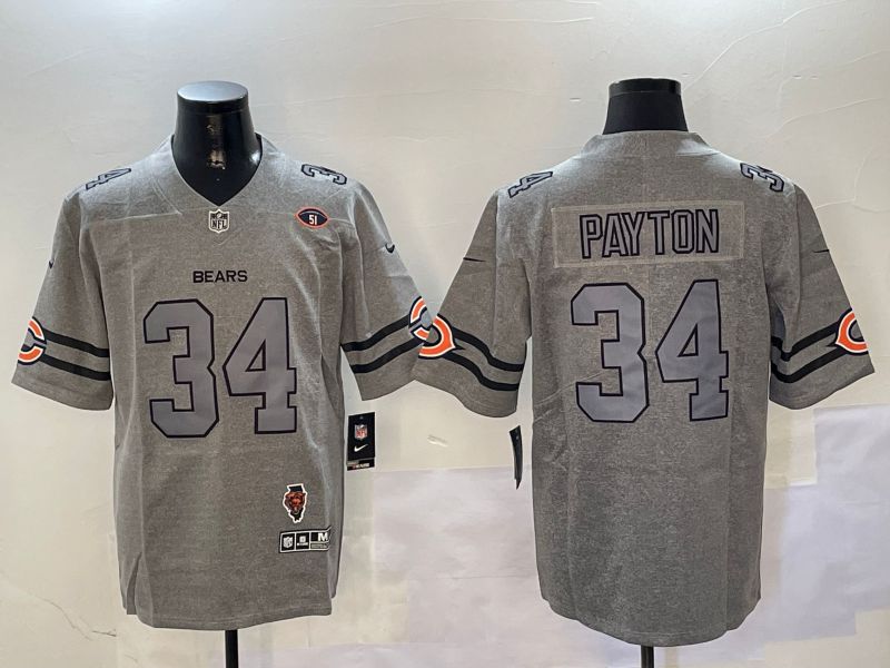 Men Chicago Bears #34 Payton Grey Throwback 2024 Nike Limited NFL Jersey style 4->tampa bay buccaneers->NFL Jersey